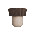 Rolha Wood Cônica Baixa com cabeça de madeira natural e corpo sintético cônico.