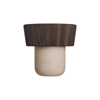 Rolha Wood Cônica Baixa com cabeça de madeira natural e corpo sintético cônico.