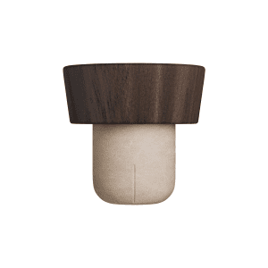 Rolha Wood Cônica Baixa com cabeça de madeira natural e corpo sintético cônico.