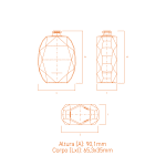 Frasco de vidro Rubi 60ml inspirado em rubi lapidado, com terminação FEA 15 e design sofisticado para fragrâncias premium.