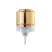 Válvula Premium Easy FEA15 metálica em preto, prata e ouro, com anel para frascos de perfume.