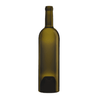 Garrafa de vidro Vino Santo 750ml extra-premium, com peso de 1.200g, base cilíndrica e pescoço curto sofisticado.