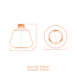 Frasco de vidro Ariel 250ml com corpo amplo, design elegante e versatilidade para Home Care e Home & Spa.