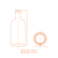 Garrafa de vidro Austral 700ml cilíndrica, com ombro reto e base espessa, ideal para destilados premium.