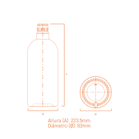 Garrafa de vidro Austral Drop 700ml esguia, com terminação Guala e design moderno para destilados premium.