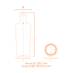 Garrafa de vidro Bonnye 700ml Plate, design sofisticado e corpo liso para destilados premium.