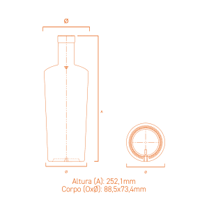 Garrafa de vidro Bonnye 700ml Plate, design sofisticado e corpo liso para destilados premium.