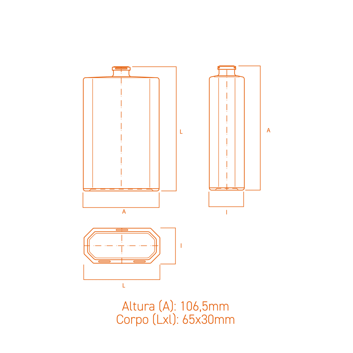 Frasco de vidro Classic 100ml com arestas bem definidas e design sofisticado para perfumes e cosméticos.