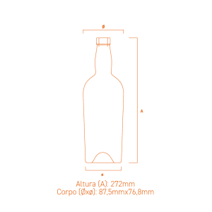 Garrafa de vidro Colonial 750ml Premier Pack com fechamento Plate, design moderno e resistente para bebidas premium.