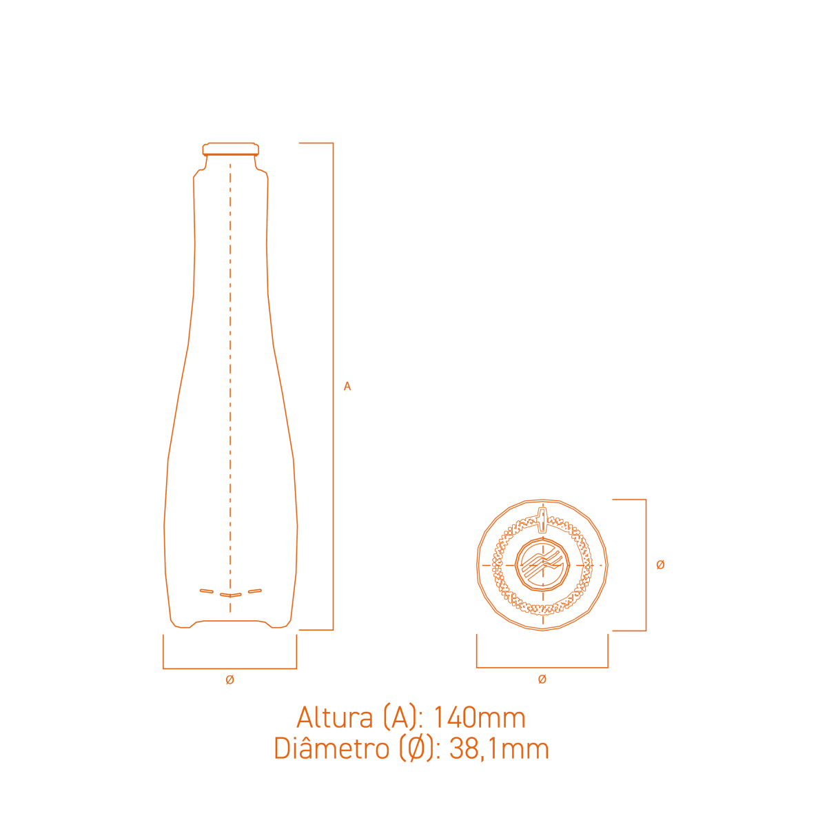 Frasco de vidro Flores 50ml em formato cônico, ideal para perfumes premium.