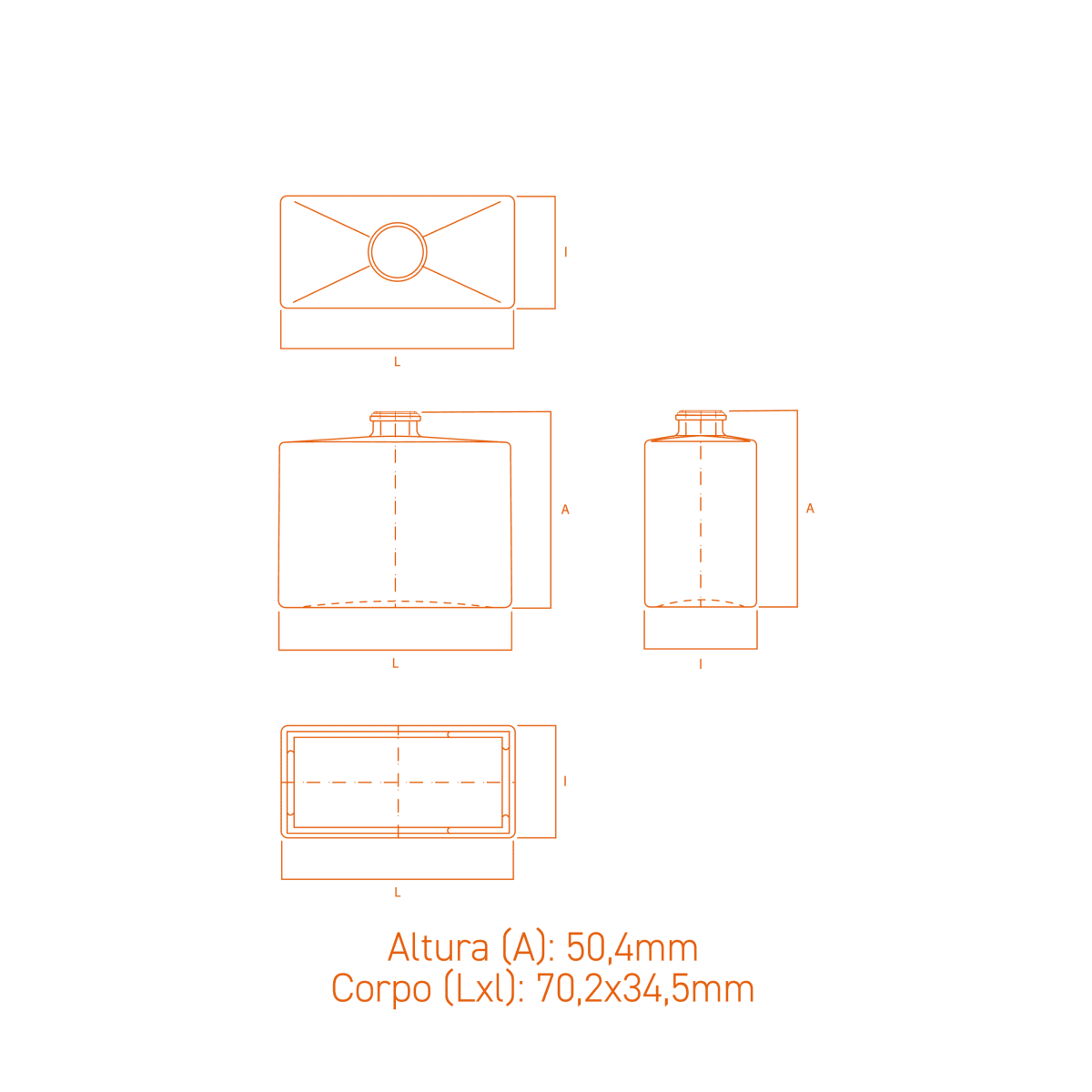 Frasco de vidro Safira 50ml FEA15 compacto e delicado, ideal para perfumes sofisticados.