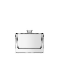 Frasco de vidro Safira 50ml FEA15 compacto e delicado, ideal para perfumes sofisticados.