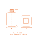 Garrafa de vidro Texas 250ml com vidro extra branco, fundo espesso e design imponente para Home & Spa e kits especiais.