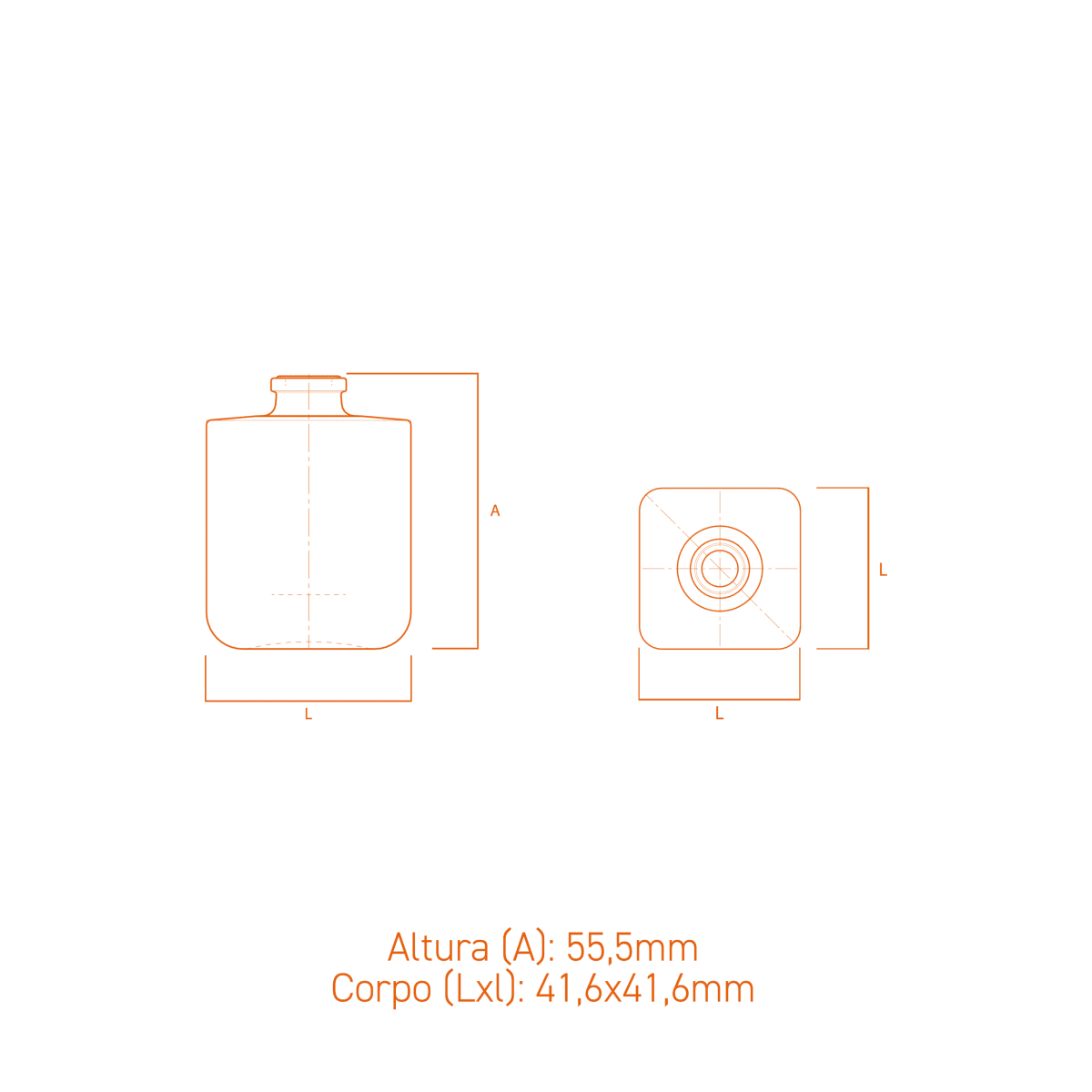 Frasco de vidro Texas 30ml FEA15 compacto, corpo liso e design moderno para perfumes premium.