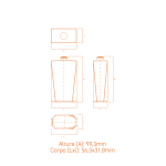 Frasco de vidro Wings 60ml retangular, terminação FEA 15, ideal para perfumes premium.