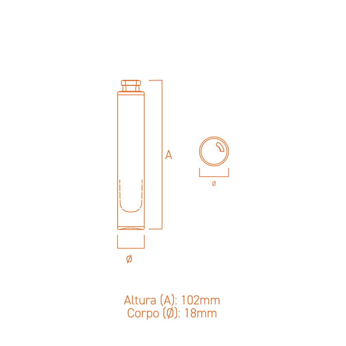 Frasco de vidro Essentia 10ml com válvula FEA 13 e tampa, ideal para perfumes compactos.