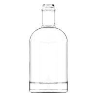 Garrafa de vidro Oslo 700ml arredondada com fechamento GPI 28/410, ideal para destilados premium.