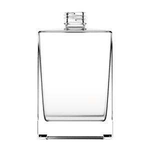 Frasco de vidro Quadrado 500ml com rosca 28/410, ideal para cosméticos e aromatizadores.
