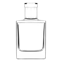 Garrafa de vidro QBIC 375ml cubista com vidro espesso, base sólida e colunas retas, ideal para destilados premium.