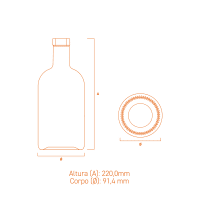 Garrafa de vidro Austral Air 750ml com terminação plate, corpo cilíndrico e design sofisticado em estrutura leve.