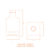 Garrafa de vidro QBIC 375ml cubista com vidro espesso, base sólida e colunas retas, ideal para destilados premium.