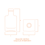 Garrafa de vidro QBIC com design cubista, base sólida, colunas retas e vidro espesso, disponível em diversos tamanhos.