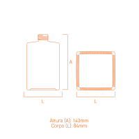 Frasco de vidro Quadrado 500ml com rosca 28/410, ideal para cosméticos e aromatizadores.